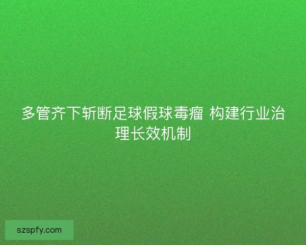 多管齐下斩断足球假球毒瘤 构建行业治理长效机制